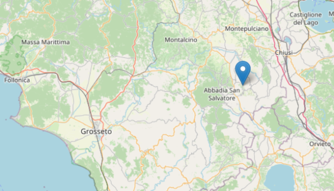 L'epicentro della scossa mappa