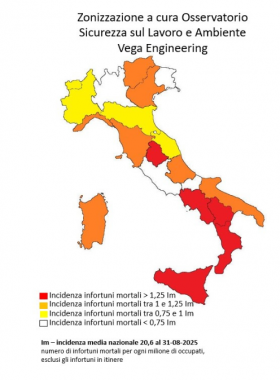 La mappa a colori del rischio morti bianche