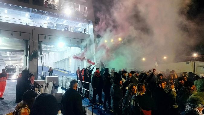 La manifestazione al porto di Livorno