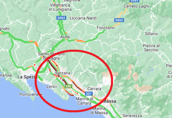 Il punto in cui è avvenuto l'incidente