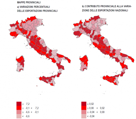 L'export nelle province italiane mappa