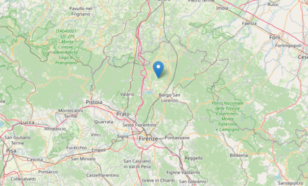L'epicentro della scossa mappa