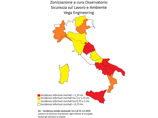 La mappa a colori del rischio morti bianche