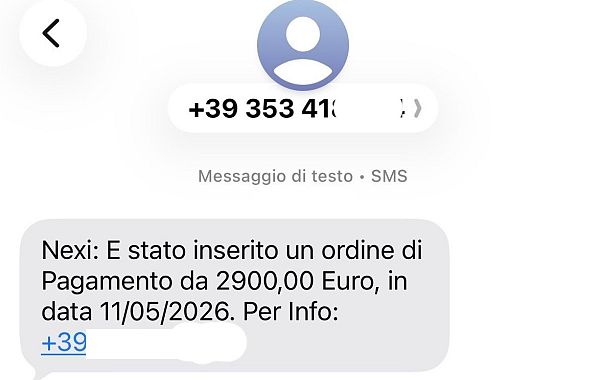 Un esempio degli Sms truffa