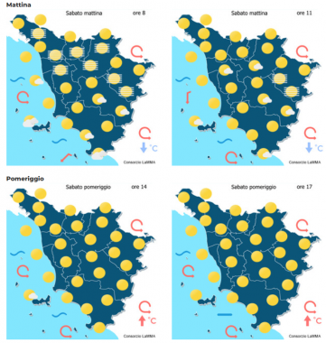 Le previsioni meteo del consorzio Lamma per sabato 13 Dicembre