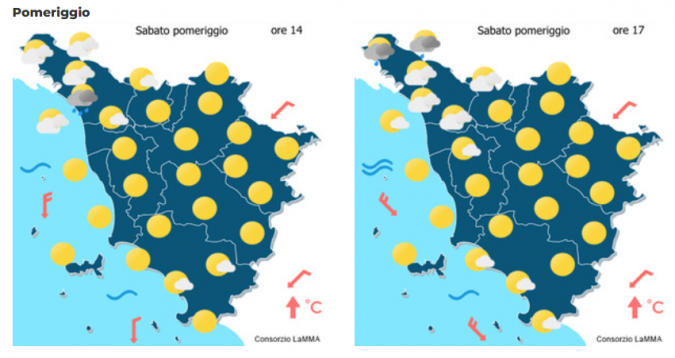 Le previsioni meteo del consorzio Lamma per sabato 24 Maggio
