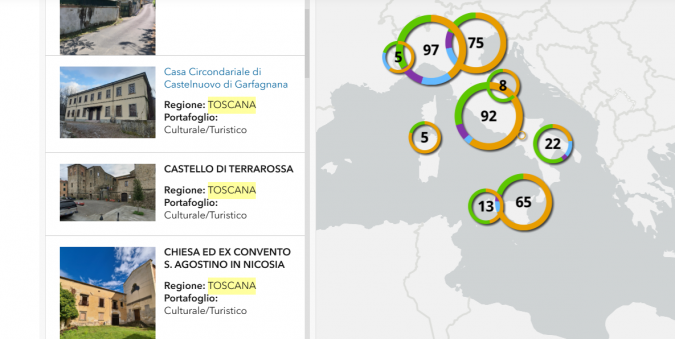La mappa dei beni in vendita