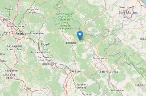 L'epicentro della scossa mappa