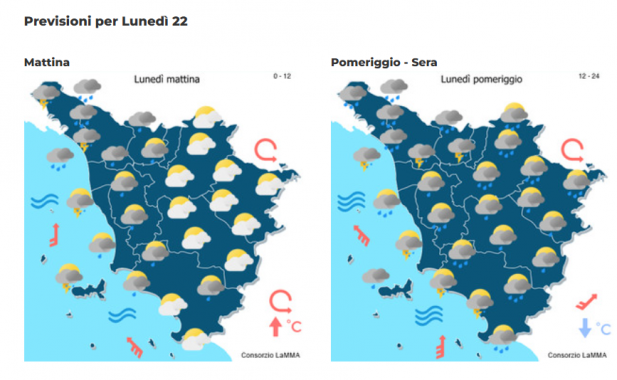 Le previsioni meteo del consorzio Lamma per lunedì 22 Settembre
