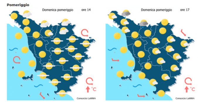 Le previsioni meteo del consorzio Lamma per domenica 25 Maggio
