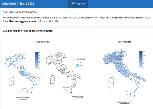 I casi di Chikungunya nelle regioni italiane mappa