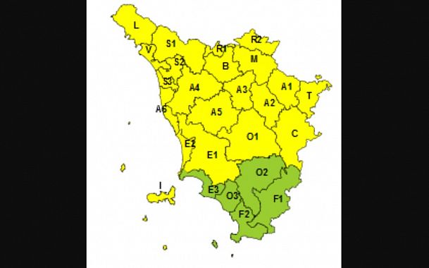 L'allerta gialla per temporali su quasi tutta la Toscana