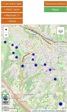 La mappa delle scosse (Fonte: Ingv.it)