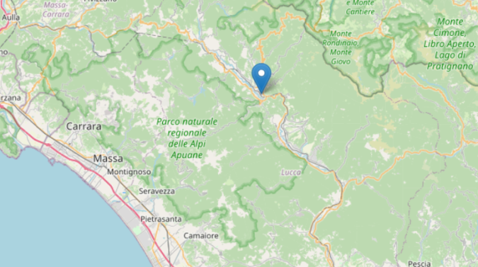 L'epicentro della scossa mappa