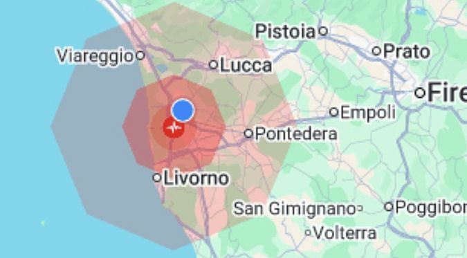 L'epicentro della scossa