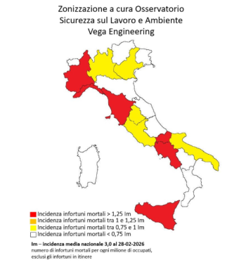 La mappa a colori del rischio morti bianche
