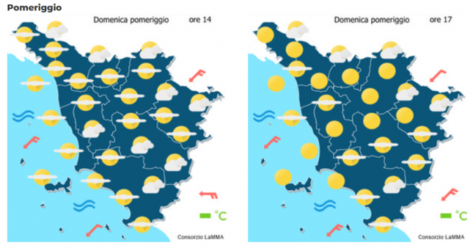 Le previsioni meteo del consorzio Lamma per domenica 2 Febbraio