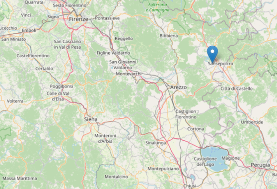 L'epicentro della scossa mappa