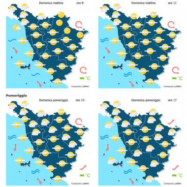 Le previsioni del consorzio Lamma per domenica 4 Maggio