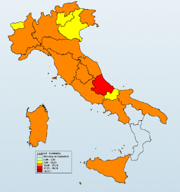 La mappa a colori del contagio da influenza (Fonte: Rapporto RespiVirNet)