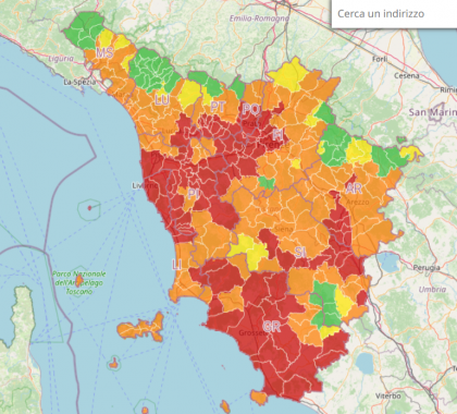 La mappa del rischio incendi boschivi del 2 Luglio 2025