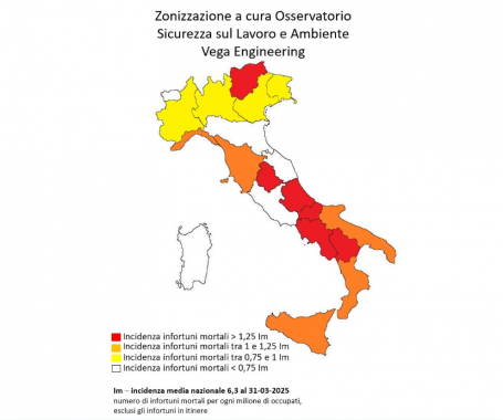 La mappa a colori del rischio morti bianche