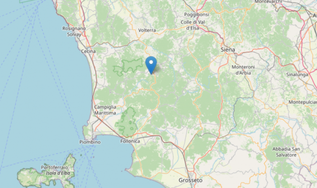 L'epicentro della scossa mappa