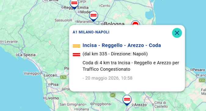 La mappa di Autostrade per l'Italia