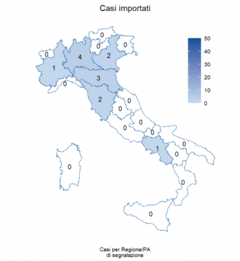 I casi di Chikungunya per regione nel 2025 mappa
