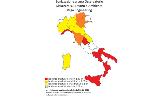 La mappa a colori del rischio morti bianche