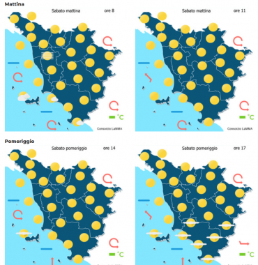Le previsioni meteo del consorzio Lamma per sabato 20 Settembre