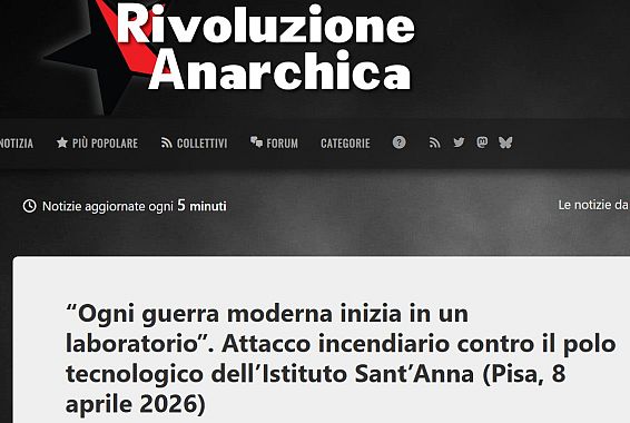 La rivendicazione comparsa sui siti della galassia anarchica
