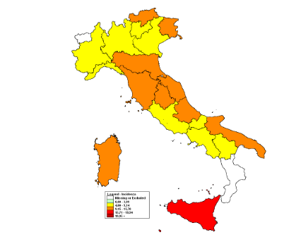 La mappa a colori del contagio da influenza (Fonte: Rapporto RespiVirNet)