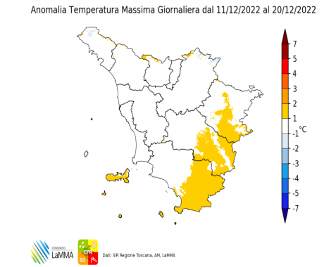 La mappa del clima dall'11 al 20 Dicembre [Fonte: lamma.rete.toscana.it]