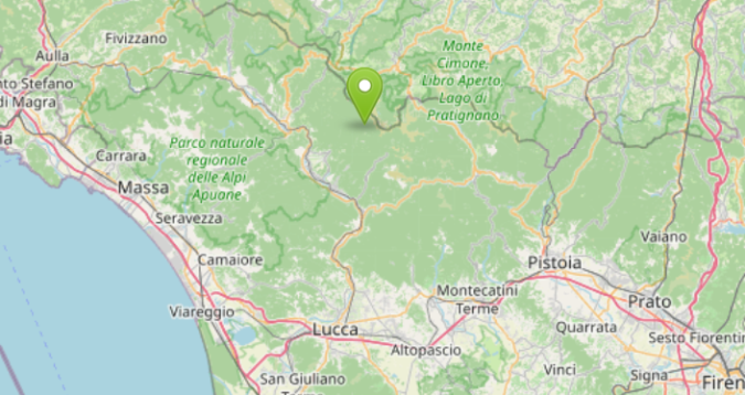 L'epicentro della scossa mappa