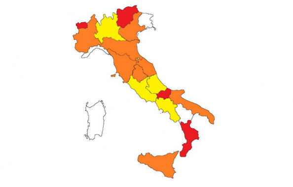 La mappa a colori del rischio morti bianche in Italia (Fonte: Osservatorio sicurezza sul lavoro Vega Engineering)