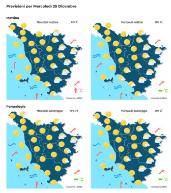 Le previsioni meteo del consorzio Lamma per Natale
