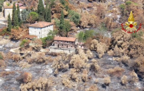 I terreni e le case bruciate a Massarosa