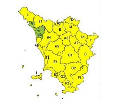 La mappa dell'allerta meteo per il 1 Aprile 2026