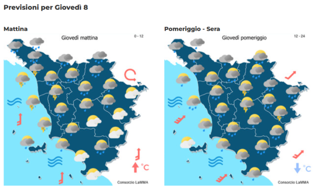 Le previsioni del consorzio Lamma per gioved&igrave; 8 Ottobre