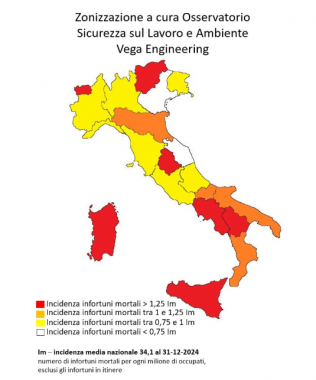 La mappa a colori del rischio morti bianche