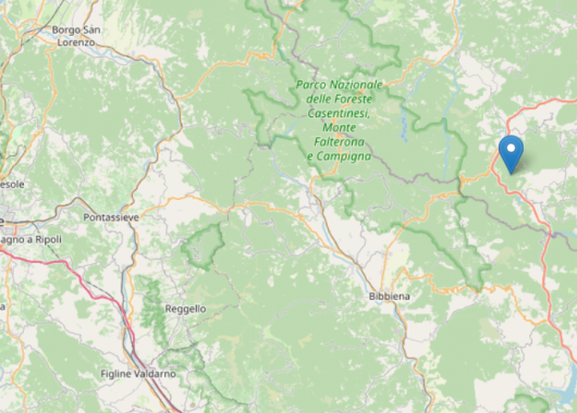 L'epicentro della scossa (Fonte: Ingv.it)