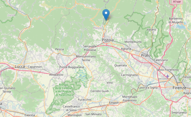 L'epicentro della scossa mappa