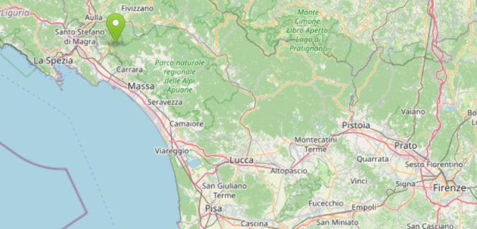 L'epicentro della scossa mappa