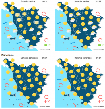 Le previsioni meteo del consorzio Lamma per domenica 14 Dicembre