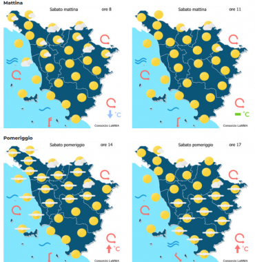 mappa previsioni meteo del consorzio Lamma per sabato 6 Settembre