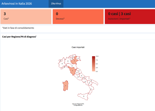 I casi di Zika Virus nelle regioni italiane mappa
