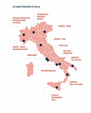 Le linee ferroviarie meno affidabili in Italia