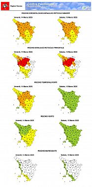 Le mappe dell'allerta della Regione Toscana
