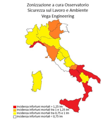 La mappa a colori del rischio morti bianche